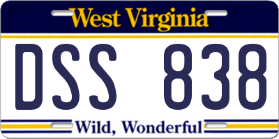 WV license plate DSS838