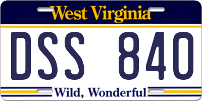 WV license plate DSS840