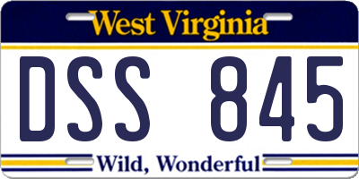 WV license plate DSS845