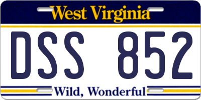 WV license plate DSS852