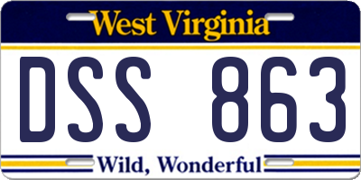WV license plate DSS863