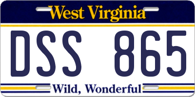 WV license plate DSS865