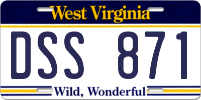 WV license plate DSS871