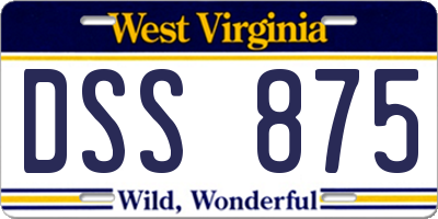 WV license plate DSS875
