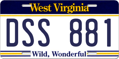 WV license plate DSS881