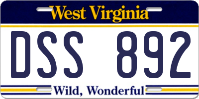 WV license plate DSS892