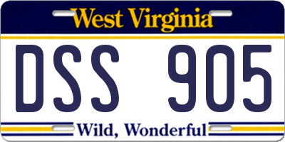 WV license plate DSS905