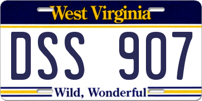 WV license plate DSS907