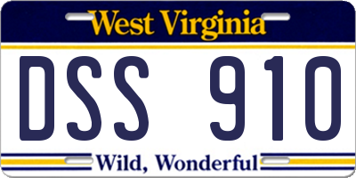 WV license plate DSS910