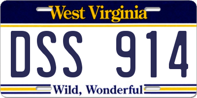 WV license plate DSS914