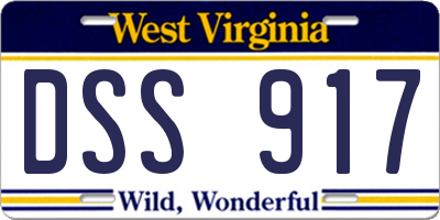 WV license plate DSS917