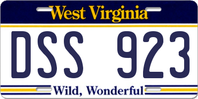 WV license plate DSS923
