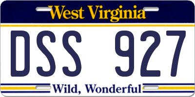 WV license plate DSS927