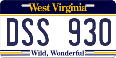 WV license plate DSS930