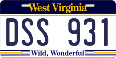 WV license plate DSS931