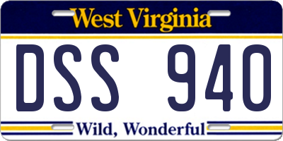 WV license plate DSS940