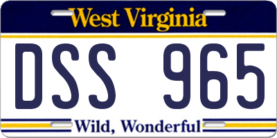 WV license plate DSS965