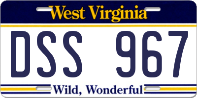 WV license plate DSS967