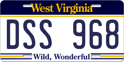 WV license plate DSS968