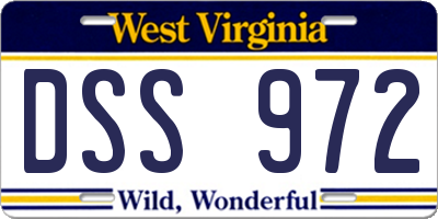 WV license plate DSS972