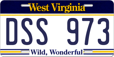 WV license plate DSS973