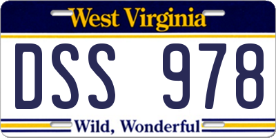 WV license plate DSS978