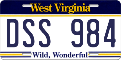 WV license plate DSS984