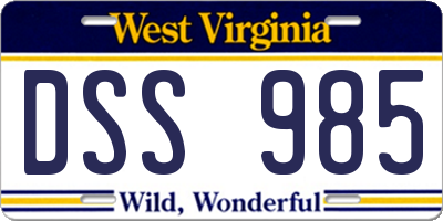 WV license plate DSS985