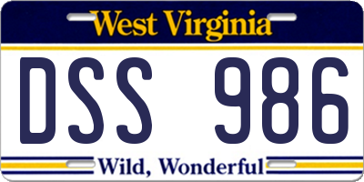 WV license plate DSS986