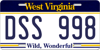 WV license plate DSS998