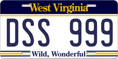 WV license plate DSS999