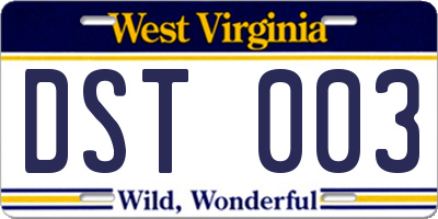 WV license plate DST003