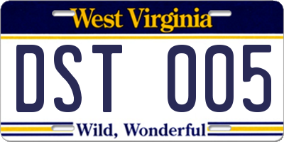 WV license plate DST005