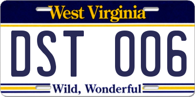 WV license plate DST006