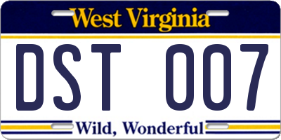 WV license plate DST007