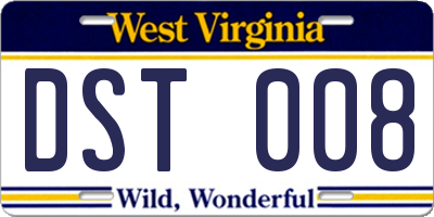 WV license plate DST008