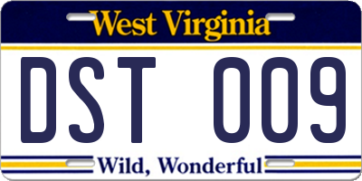 WV license plate DST009