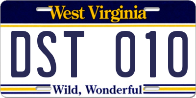 WV license plate DST010