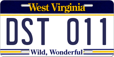 WV license plate DST011