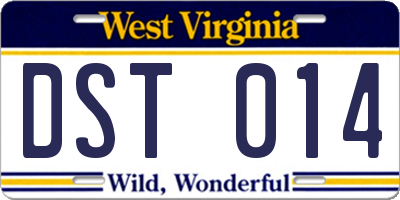 WV license plate DST014