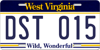 WV license plate DST015