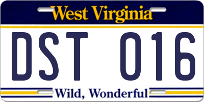 WV license plate DST016