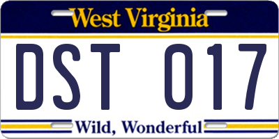 WV license plate DST017
