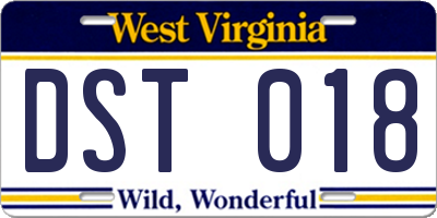WV license plate DST018