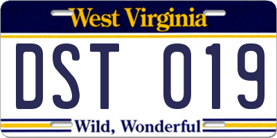 WV license plate DST019