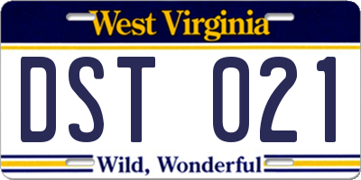WV license plate DST021