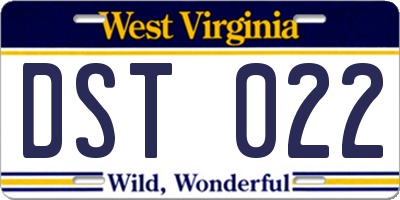 WV license plate DST022
