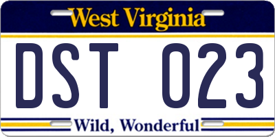 WV license plate DST023