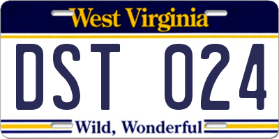 WV license plate DST024