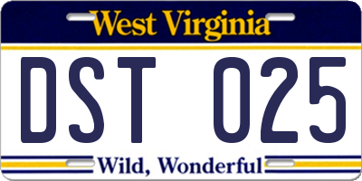 WV license plate DST025